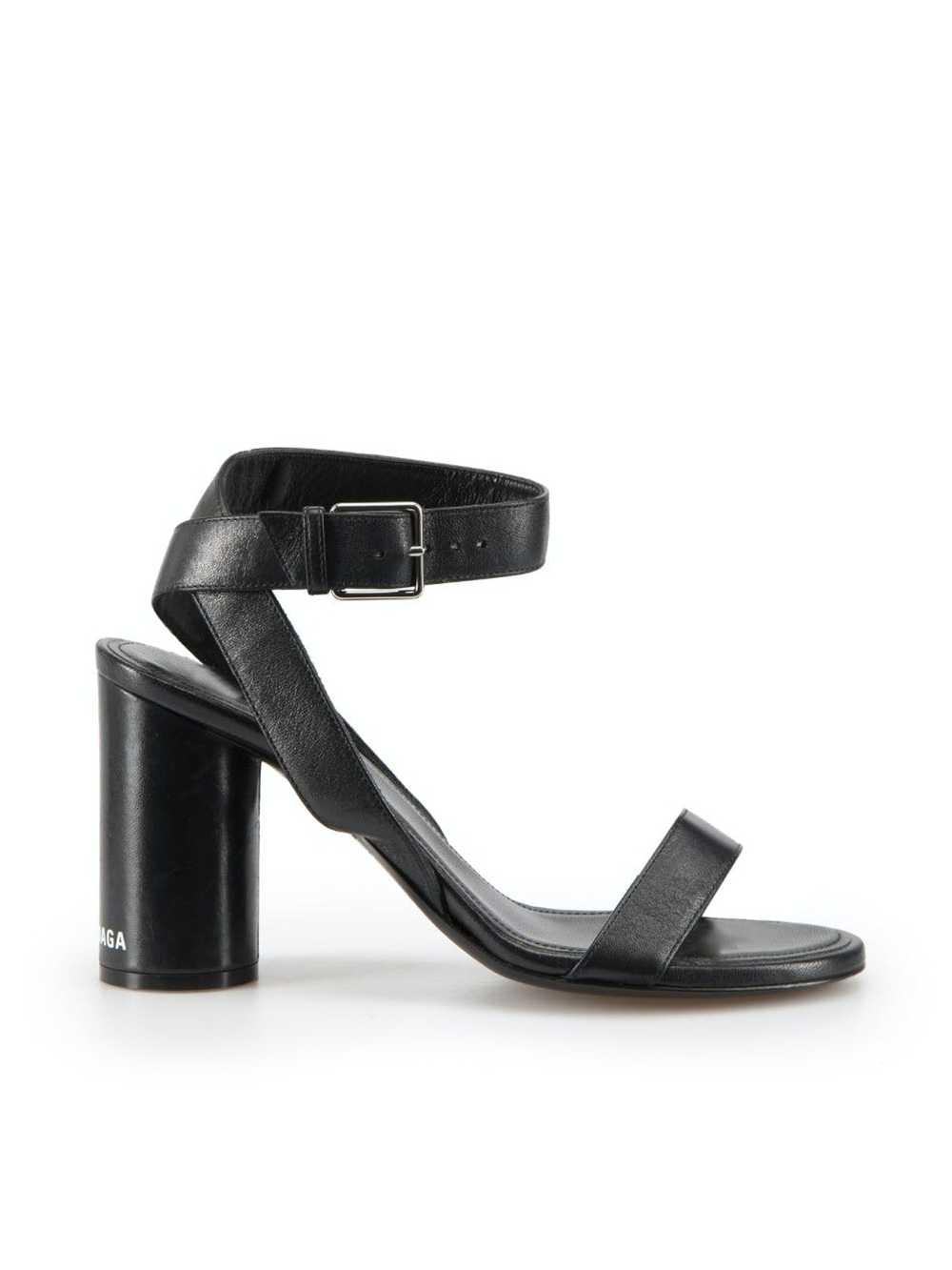 Balenciaga Black Leather Strappy Mid Heel Sandals - image 1