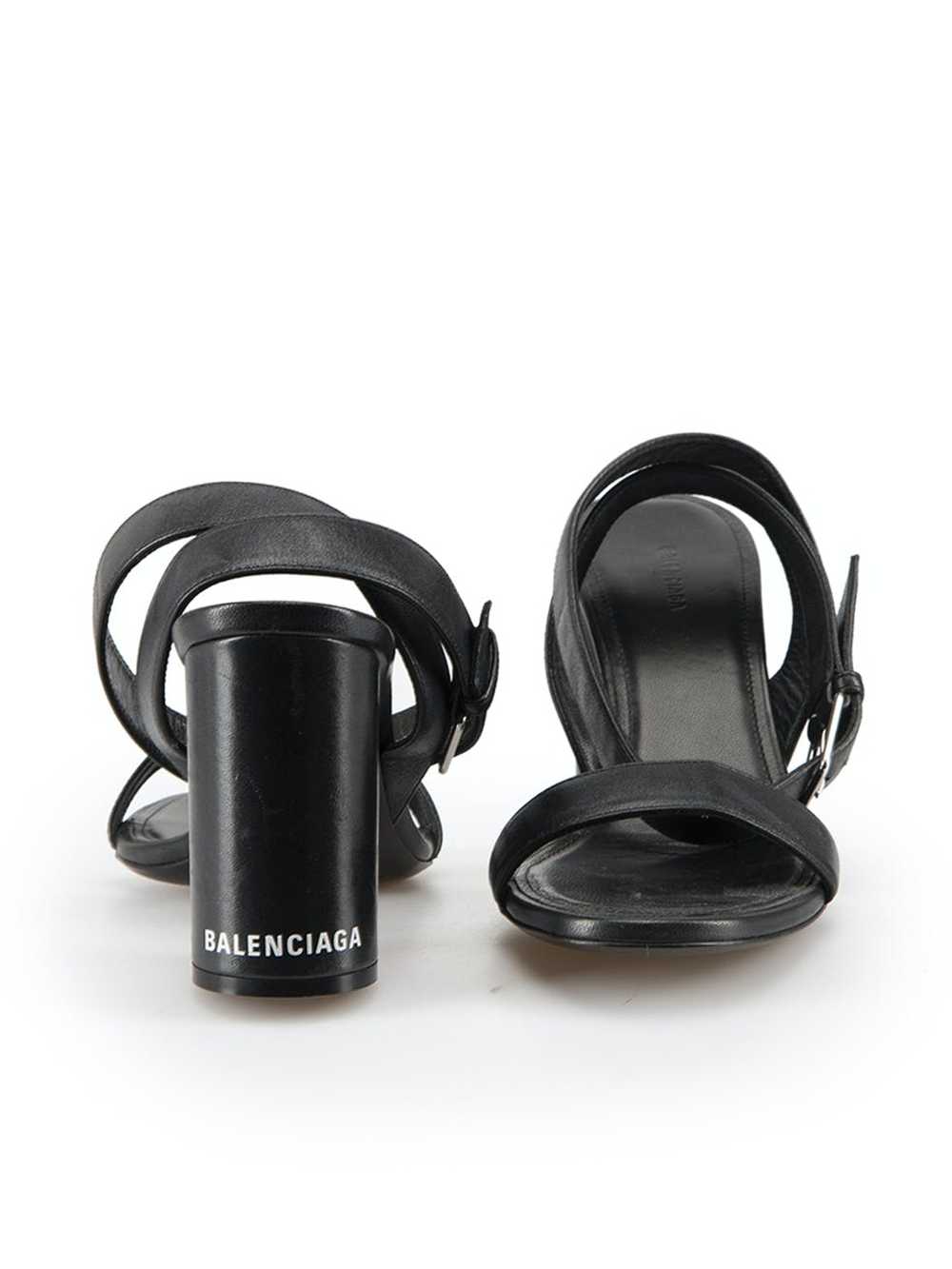 Balenciaga Black Leather Strappy Mid Heel Sandals - image 3