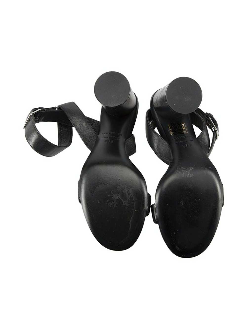 Balenciaga Black Leather Strappy Mid Heel Sandals - image 4