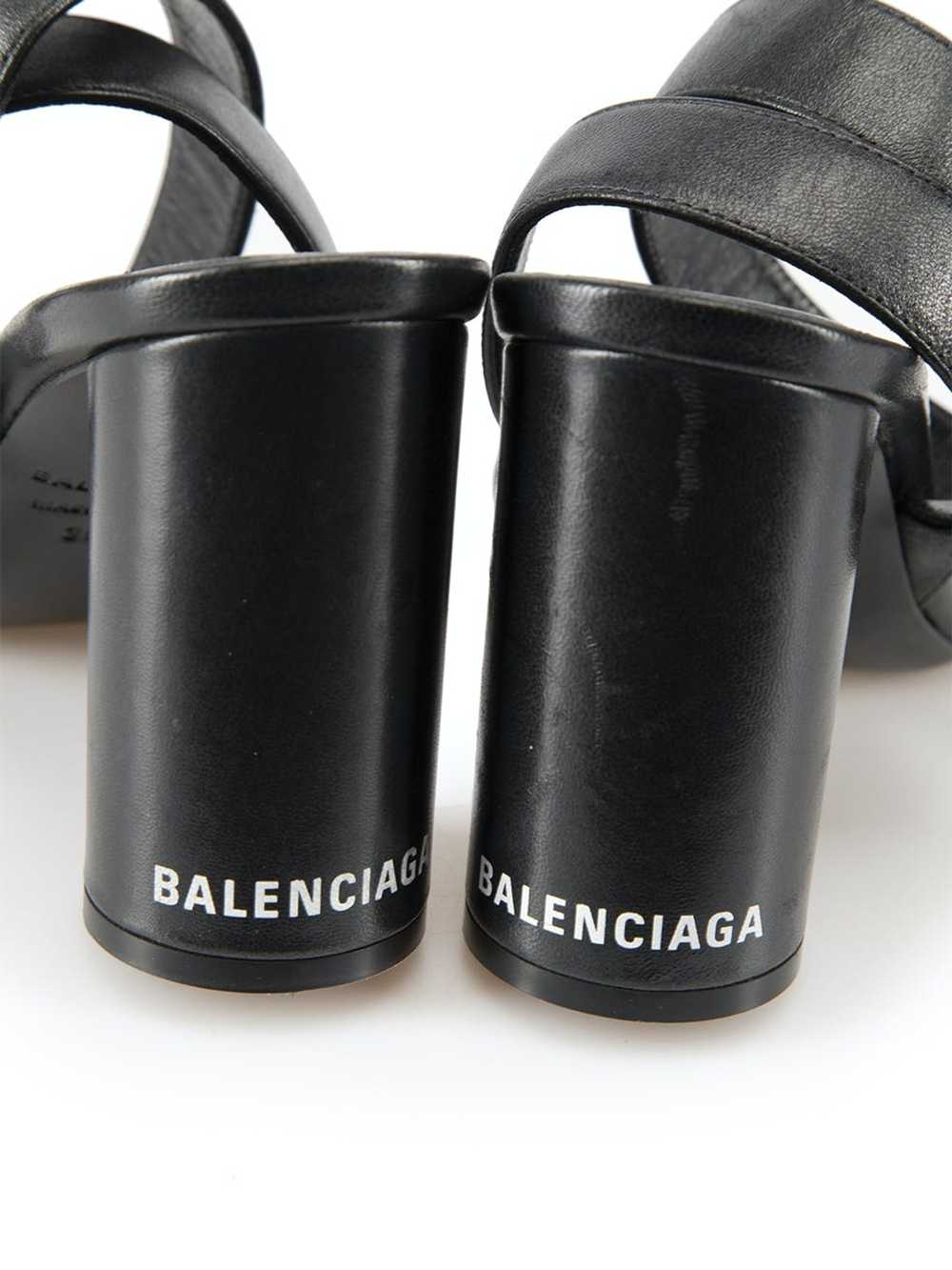 Balenciaga Black Leather Strappy Mid Heel Sandals - image 5