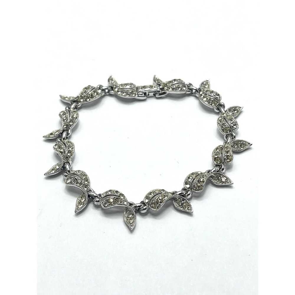 Vintage Vintage Lisner Rhinestone Silver Bracelet - image 2