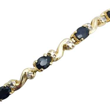 10K .07ctw 7.25" Sapphire and Diamond Bracelet - image 1