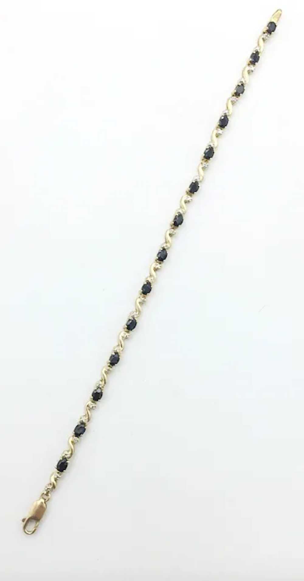 10K .07ctw 7.25" Sapphire and Diamond Bracelet - image 3