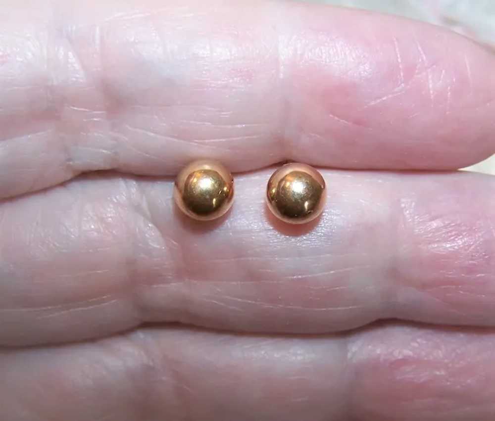 14K Gold Stud Earrings for Pierced Ears - 5.5mm R… - image 2