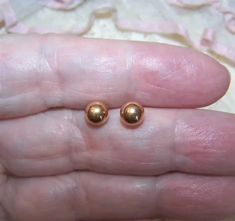 14K Gold Stud Earrings for Pierced Ears - 5.5mm R… - image 4