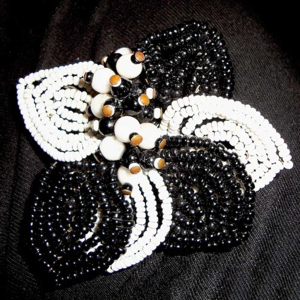 Early Haskell Dress Clip Black White Beaded - image 2