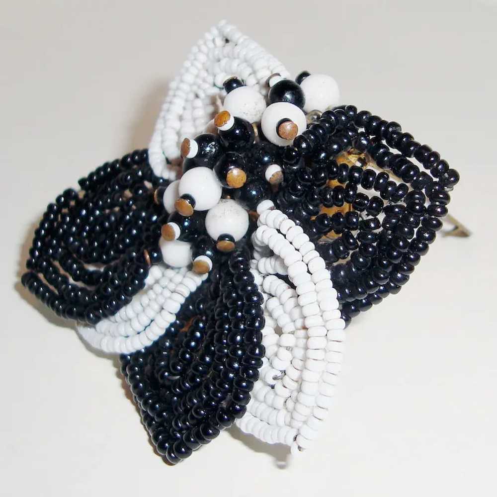 Early Haskell Dress Clip Black White Beaded - image 3