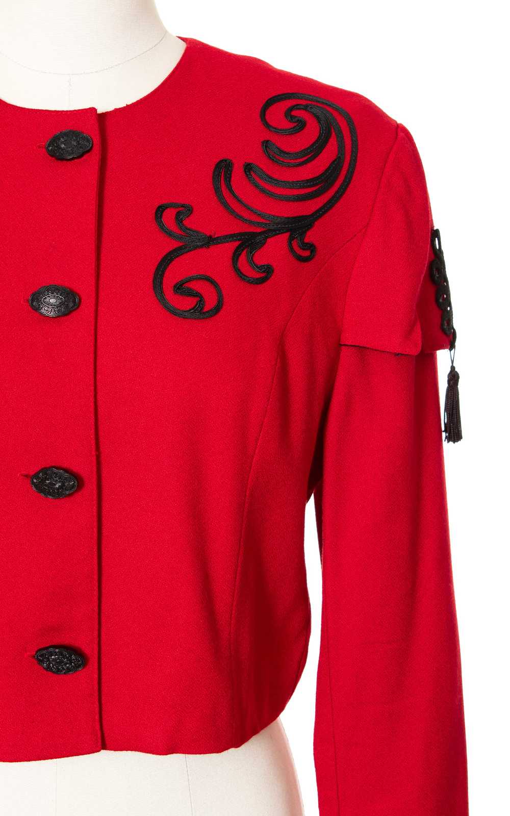 1980s Tassels Soutache Red Cropped Jacket | large - image 2