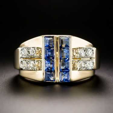 Retro Sapphire And Diamond Ring - image 1