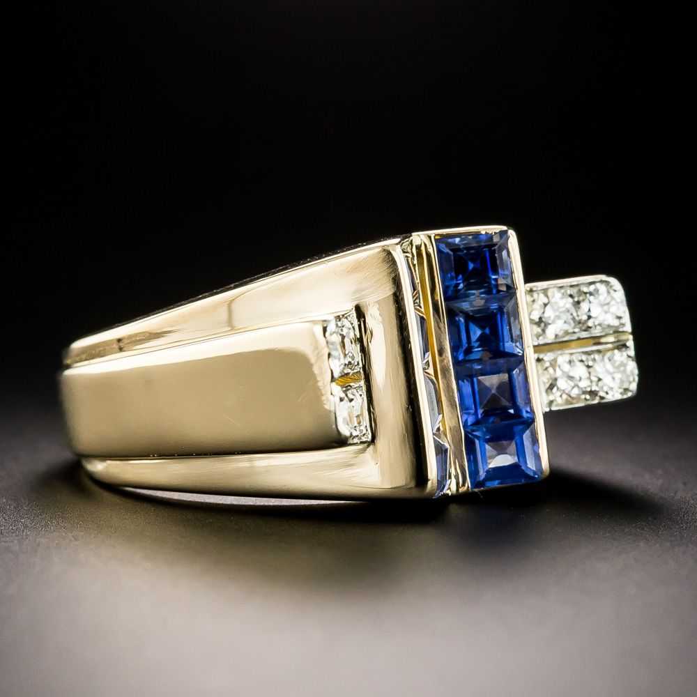 Retro Sapphire And Diamond Ring - image 2