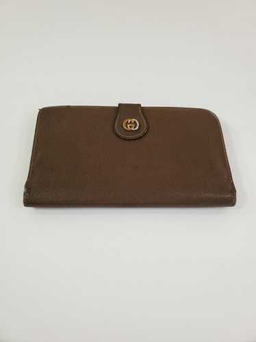 ①GUCCI Tri-Fold Wallet Interlocking G Authentic Black GUCCI Interlocking GG Leather Long Trifold