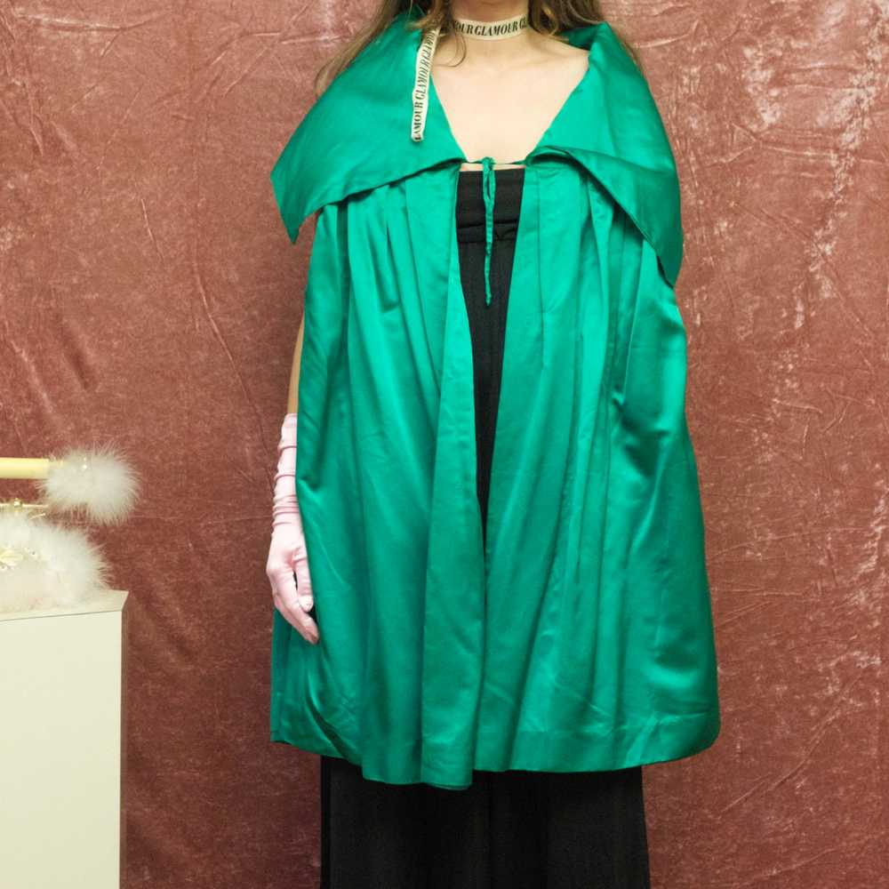 1960s teal satin cape - image 2