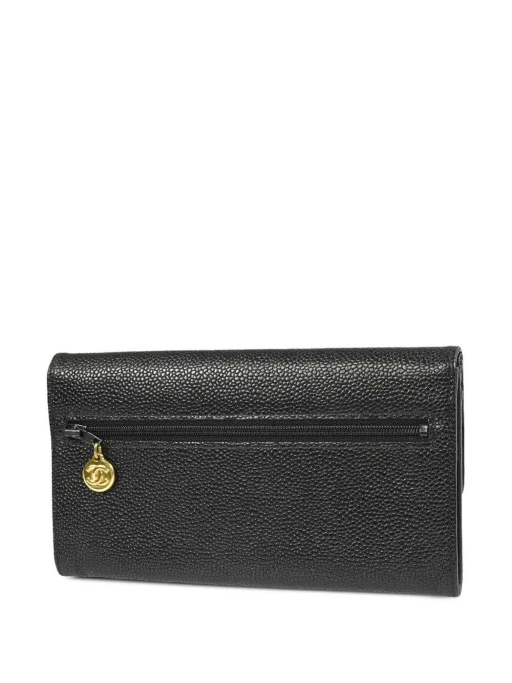 CHANEL Pre-Owned 1998 long flap wallet - Black - image 2
