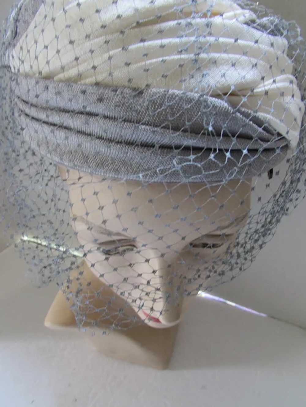 SALE Saks Fifth Avenue Vintage Hat Swirls of Dove… - image 11
