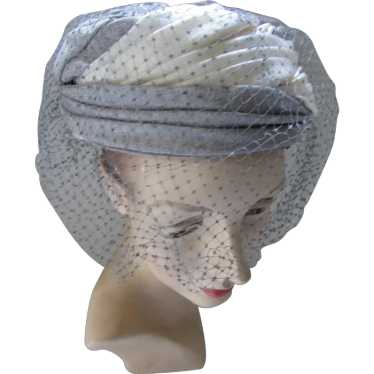 SALE Saks Fifth Avenue Vintage Hat Swirls of Dove… - image 1