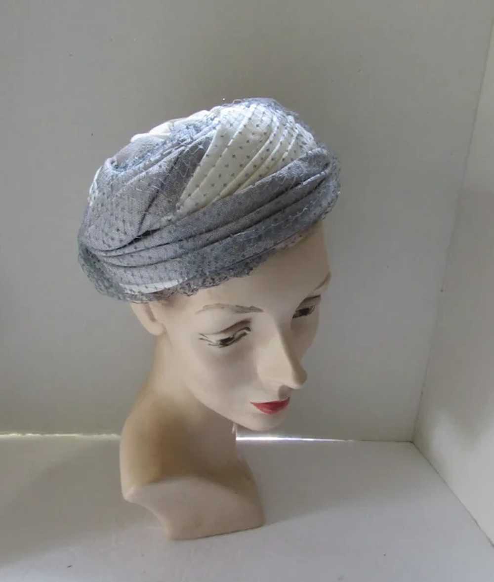 SALE Saks Fifth Avenue Vintage Hat Swirls of Dove… - image 2