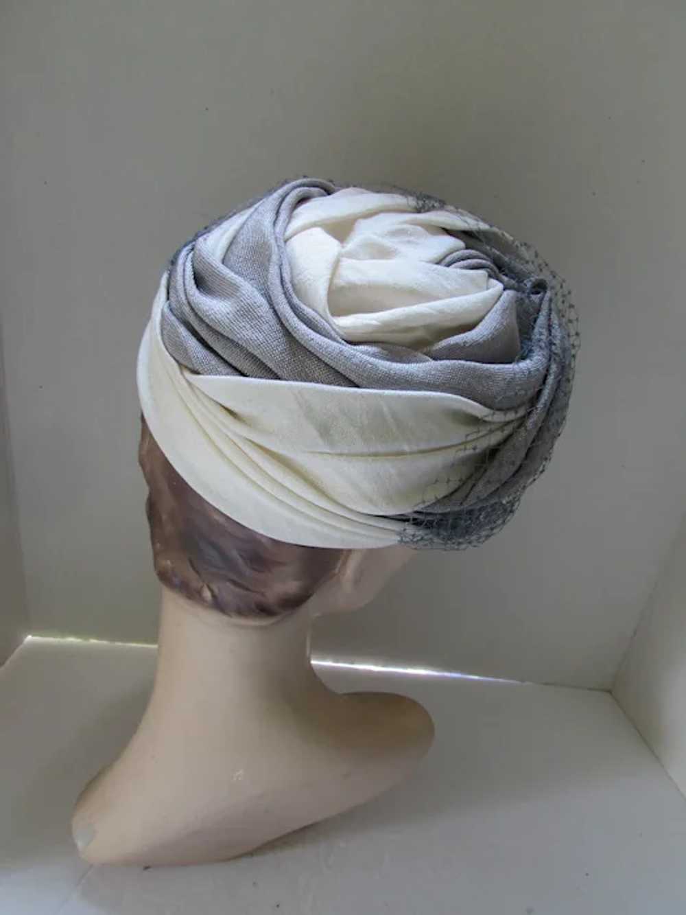 SALE Saks Fifth Avenue Vintage Hat Swirls of Dove… - image 6