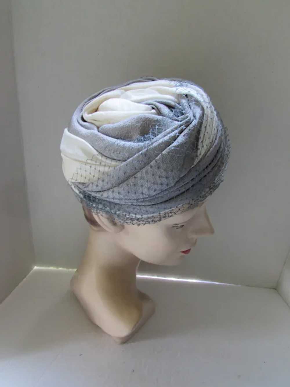 SALE Saks Fifth Avenue Vintage Hat Swirls of Dove… - image 7