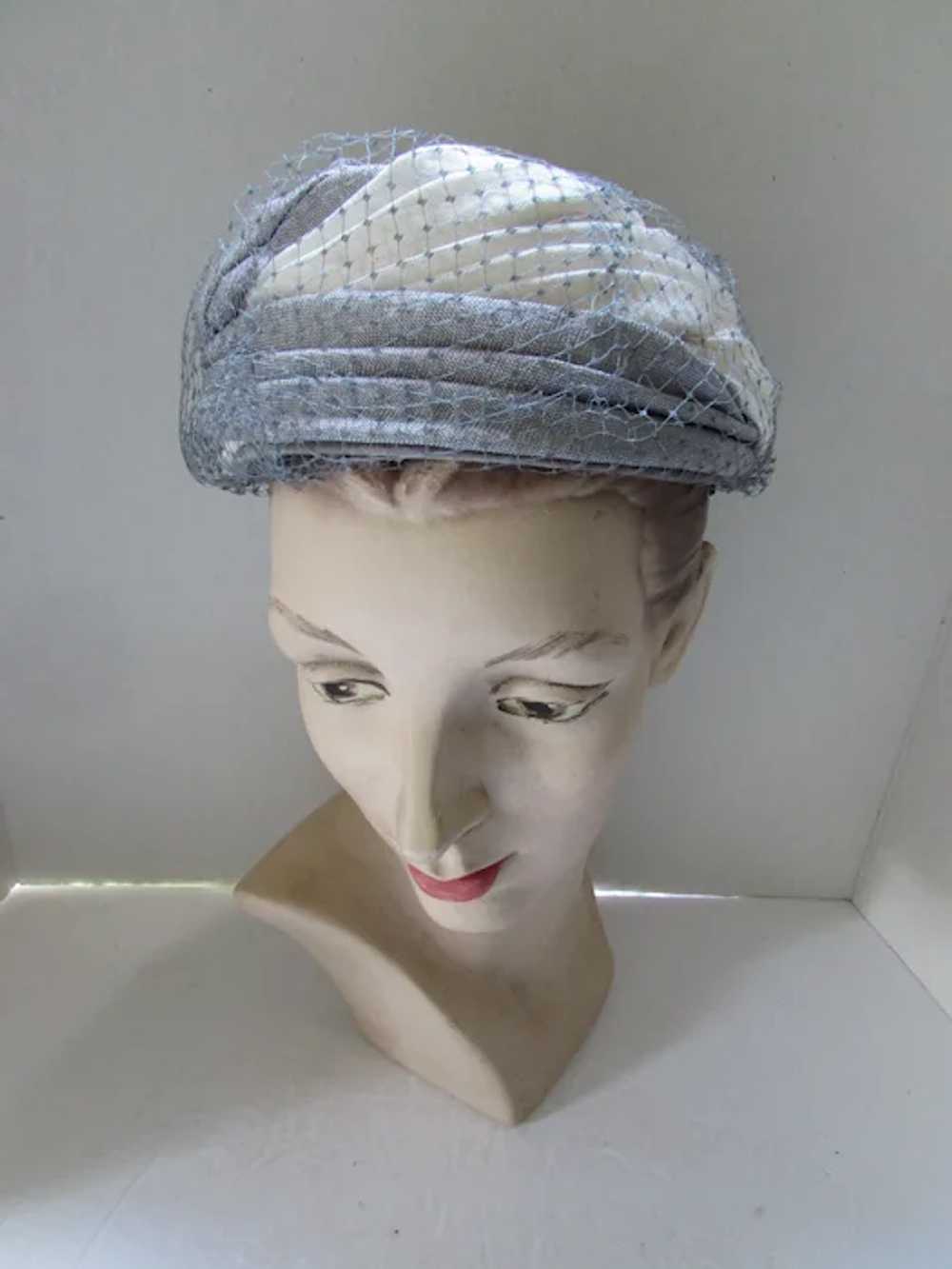 SALE Saks Fifth Avenue Vintage Hat Swirls of Dove… - image 8