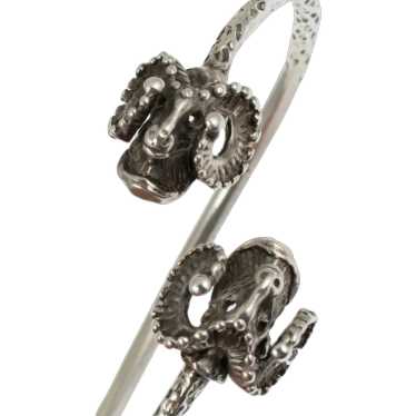 Sterling Silver Ram Head Cuff Bracelet