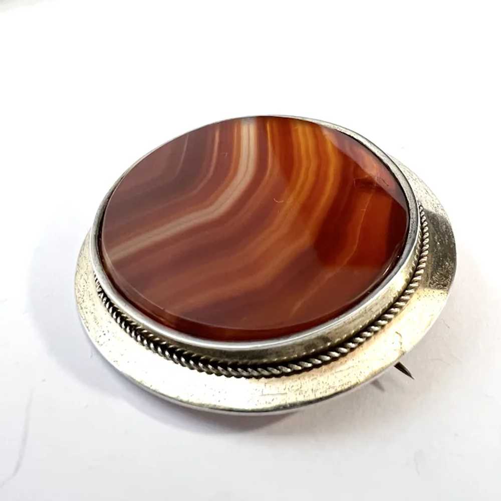 John E Werner Sweden 1928. Solid Silver Agate Bro… - image 2