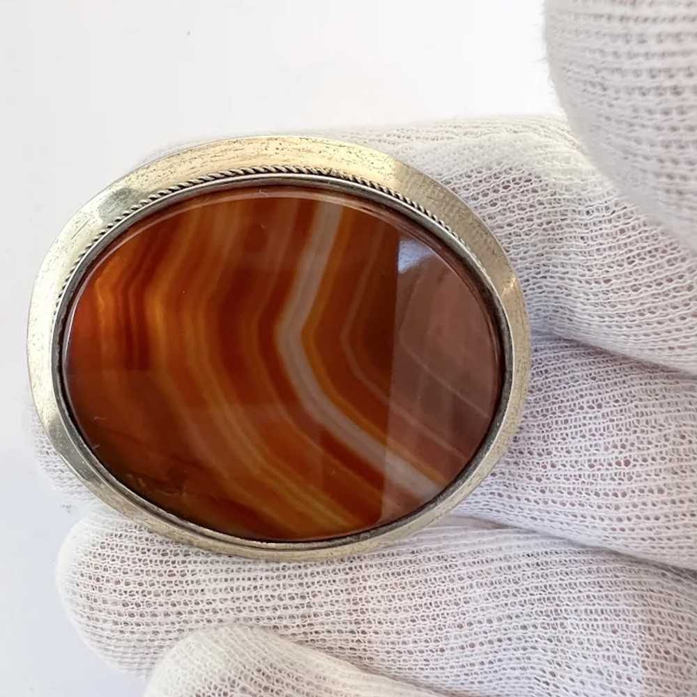 John E Werner Sweden 1928. Solid Silver Agate Bro… - image 6