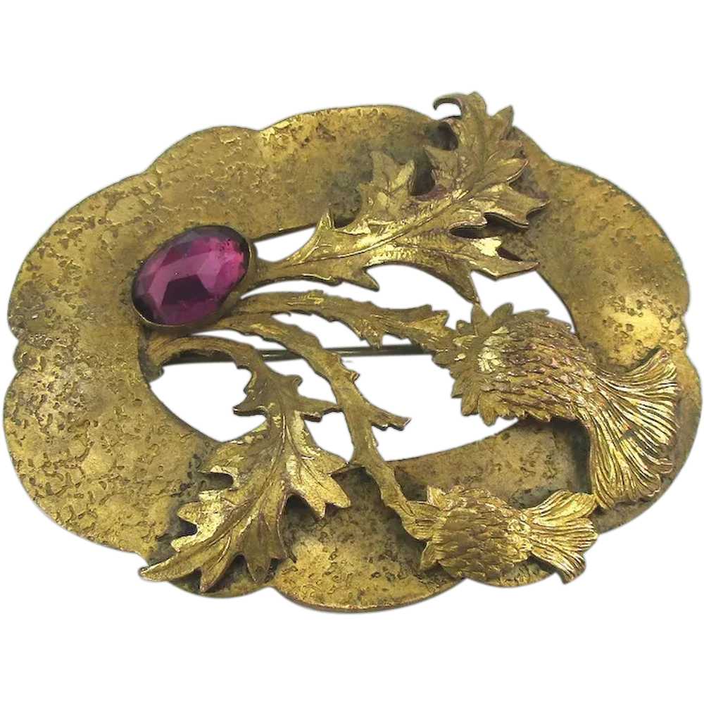 Large Victorian Fancy Brass Sash Pin w/ Acorns - … - image 1