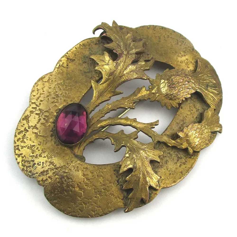 Large Victorian Fancy Brass Sash Pin w/ Acorns - … - image 2