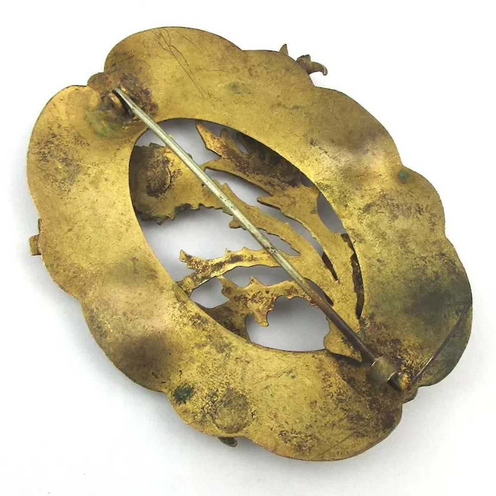 Large Victorian Fancy Brass Sash Pin w/ Acorns - … - image 6