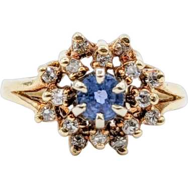 Cute Vintage Sapphire Cocktail ring with Diamonds 