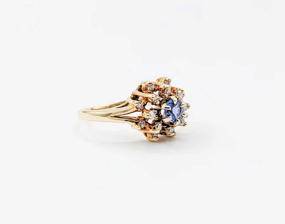 Cute Vintage Sapphire Cocktail ring with Diamonds… - image 4