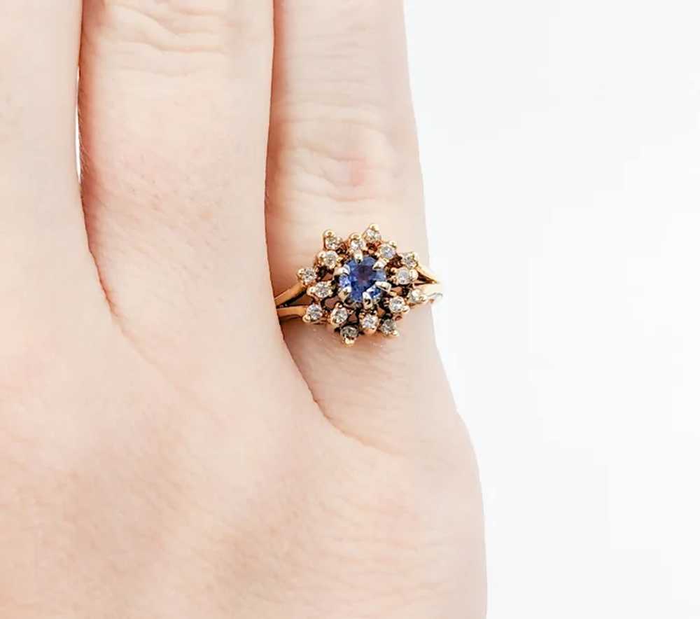 Cute Vintage Sapphire Cocktail ring with Diamonds… - image 5