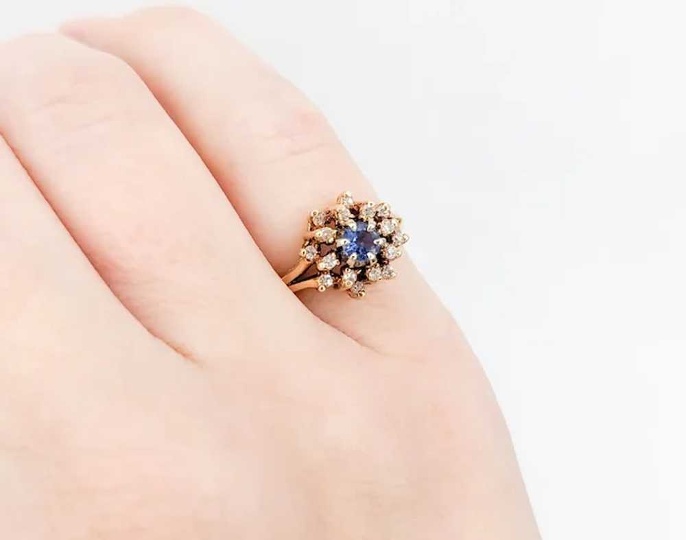 Cute Vintage Sapphire Cocktail ring with Diamonds… - image 6