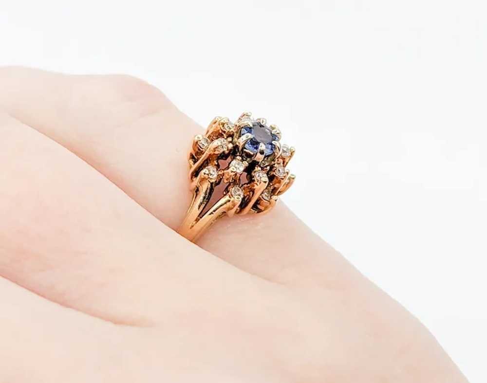 Cute Vintage Sapphire Cocktail ring with Diamonds… - image 9