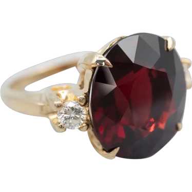 Garnet and Diamond Three Stone Ring