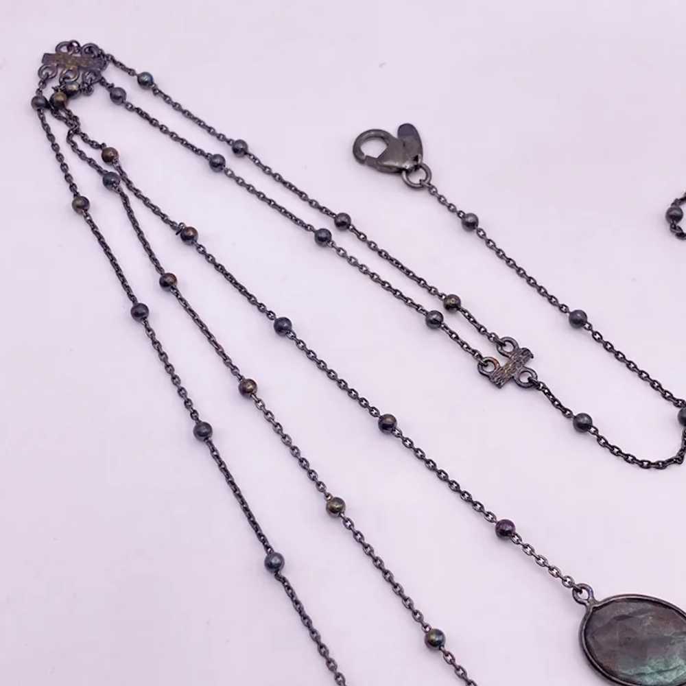 Iridescent Labradorite Festoon Necklace Sterling … - image 10