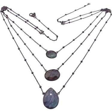 Iridescent Labradorite Festoon Necklace Sterling … - image 1