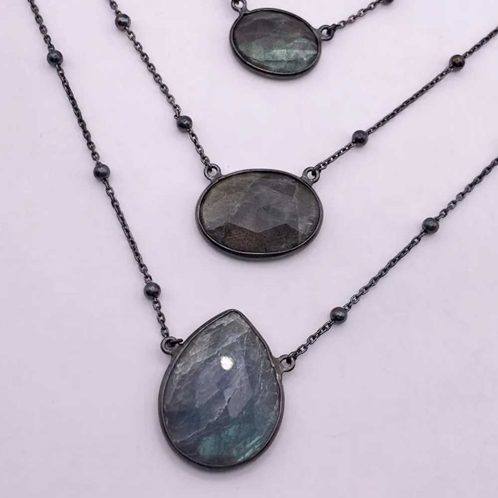 Iridescent Labradorite Festoon Necklace Sterling … - image 2