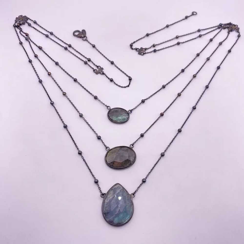 Iridescent Labradorite Festoon Necklace Sterling … - image 4