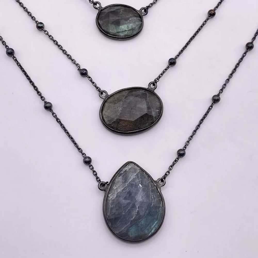 Iridescent Labradorite Festoon Necklace Sterling … - image 5