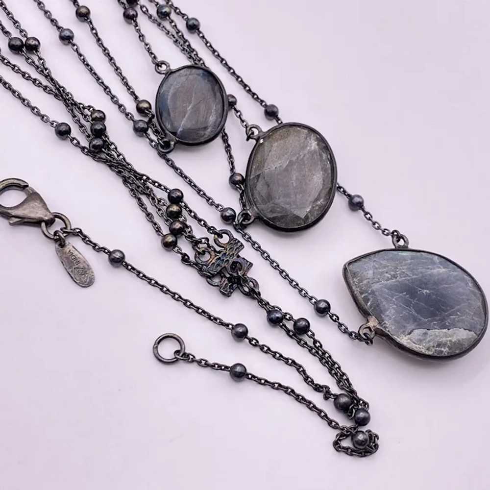 Iridescent Labradorite Festoon Necklace Sterling … - image 6