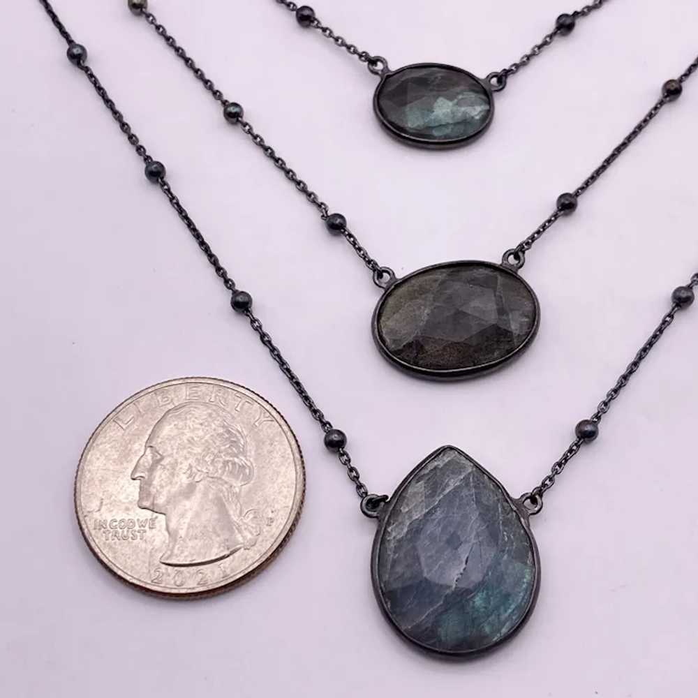 Iridescent Labradorite Festoon Necklace Sterling … - image 7