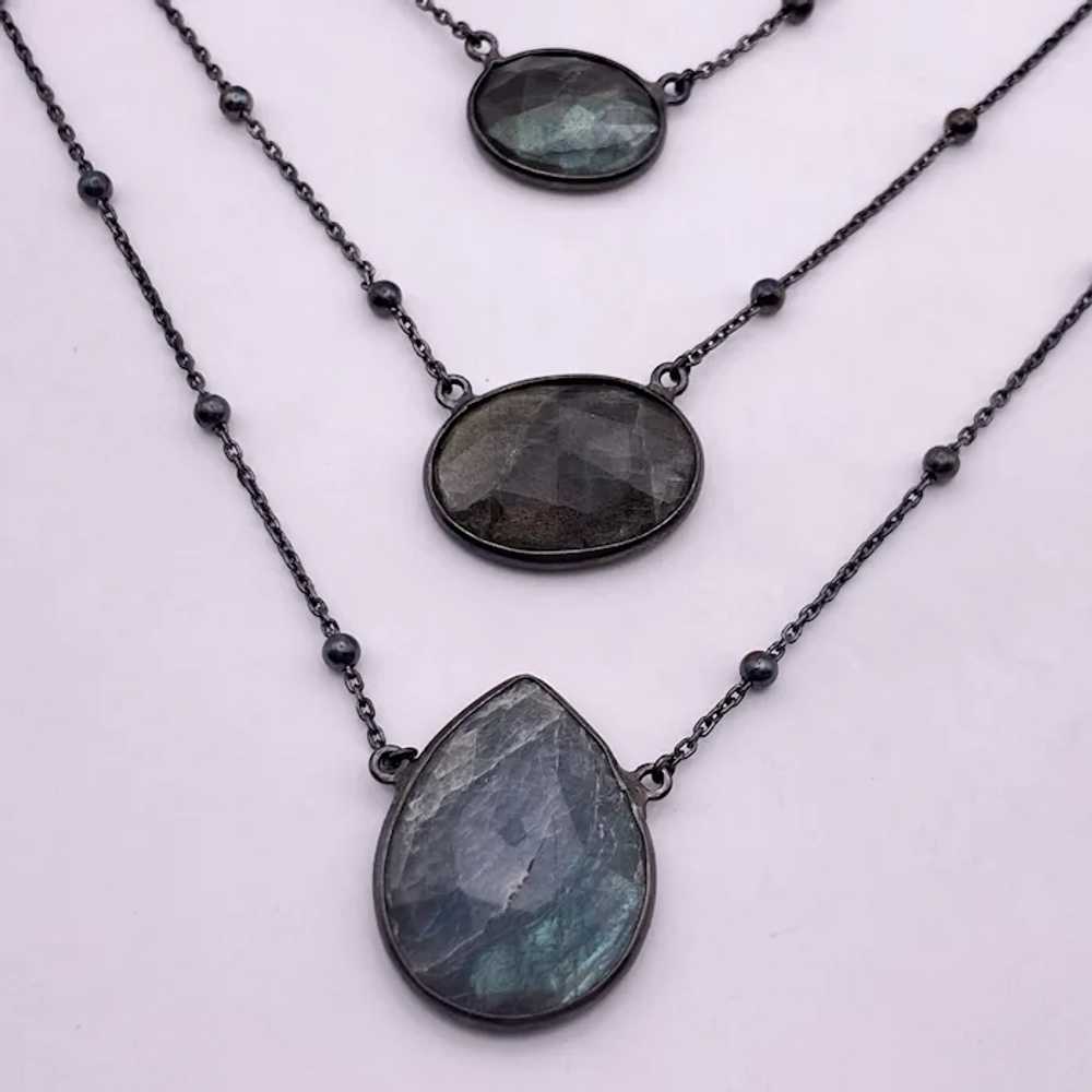 Iridescent Labradorite Festoon Necklace Sterling … - image 8