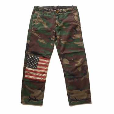 RRL Ralph Lauren RRL camo usa flag patch pants - image 1