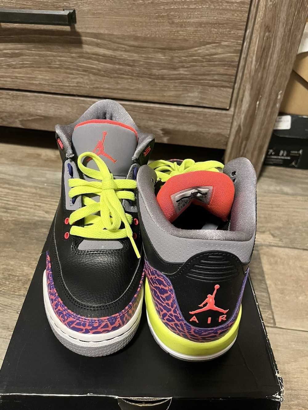 Jordan Brand Air Jordan 3s black atomic red volt … - image 2