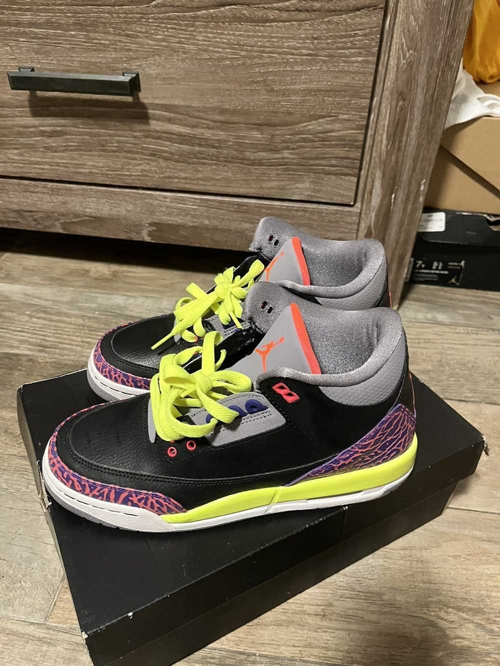 Jordan Brand Air Jordan 3s black atomic red volt … - image 8