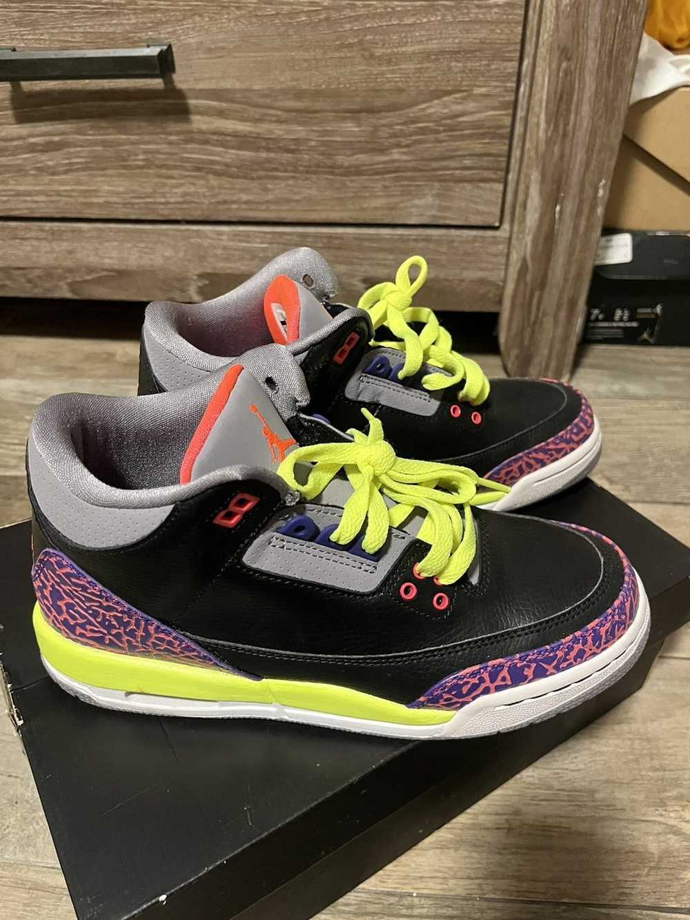 Jordan Brand Air Jordan 3s black atomic red volt … - image 9