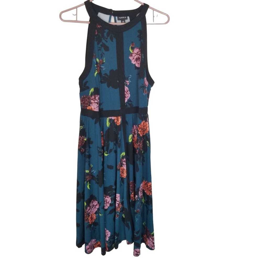 Other Torrid Womens 00X Blue Floral Sleeveless Hi… - image 2