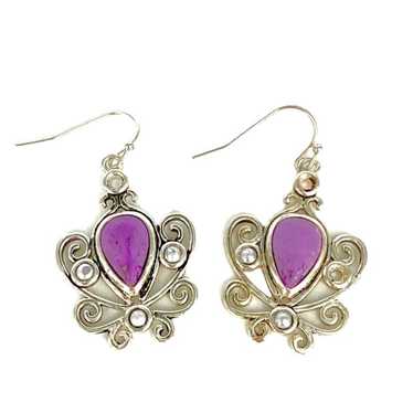 Sterling Silver EF# Spectacular Purple Jade & Ste… - image 1