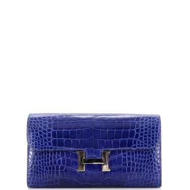 Constance long to go leather wallet Hermès Blue in Leather - 32567591